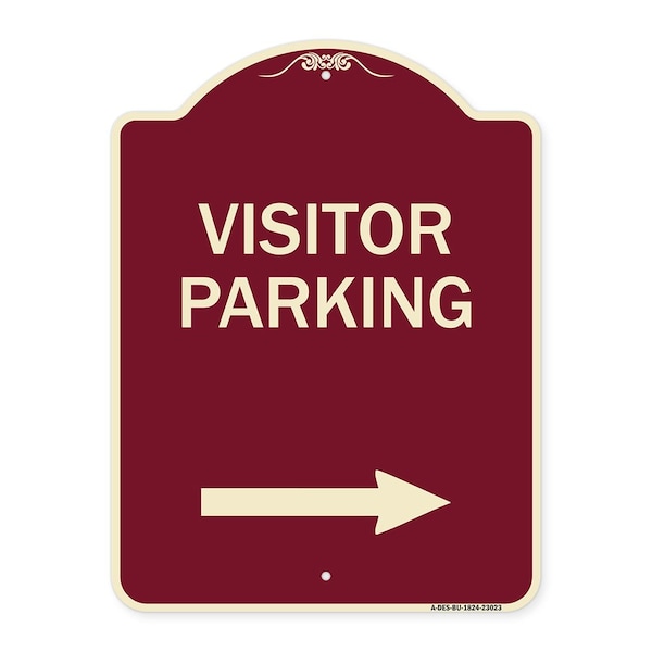 Reserved Parking Visitor Parking Arrow Pointing Right Heavy-Gauge Alum, 24" x 18", BU-1824-23023